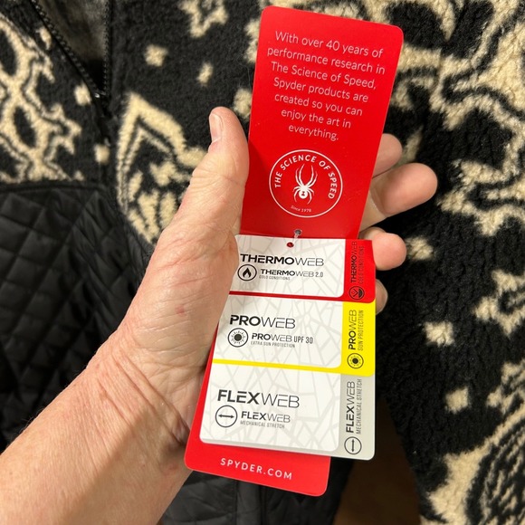 NWT Spyder Full Zip Quilted Fleece Hooded Jacket Women's Large Aztec Medallion - Picture 10 of 11